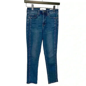 Sam Edelman High Rise Skinny Ankle  Jean w 2 Faux Crystals Panel On Each Leg
